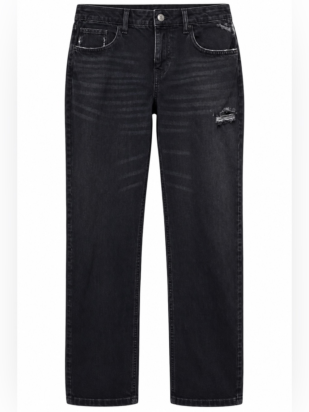 wild fable Men's Black Straight Jeans with Light Distressing